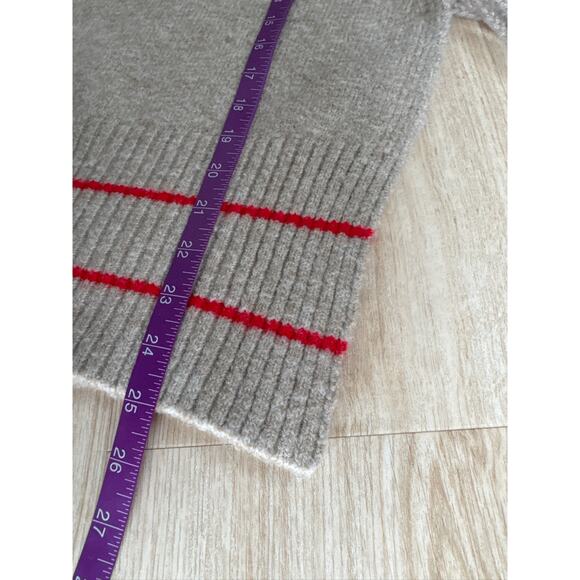 Free People India Tassel Knit V-Neck Sweater Vest in Taupe with Red Stripes-OS - Picture 8 of 8